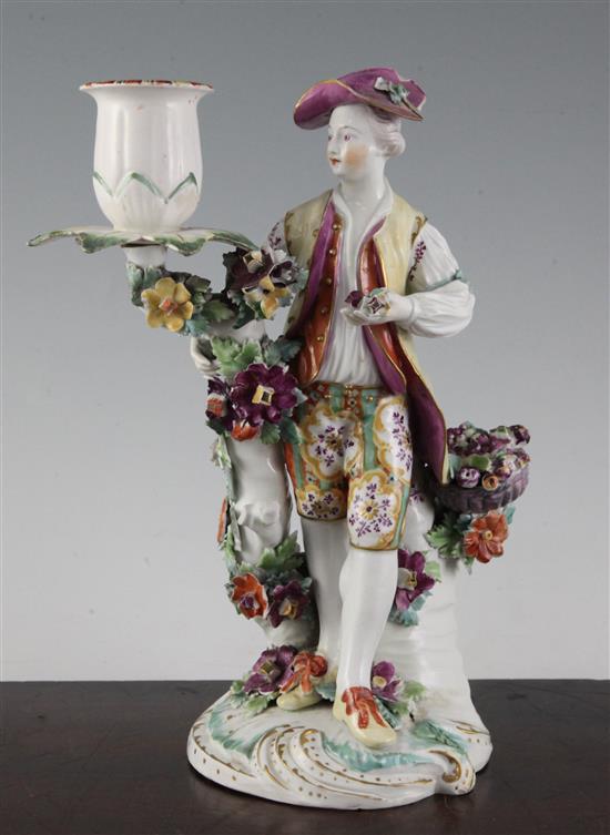 A Derby candlestick figure, late 18th century, 24cm